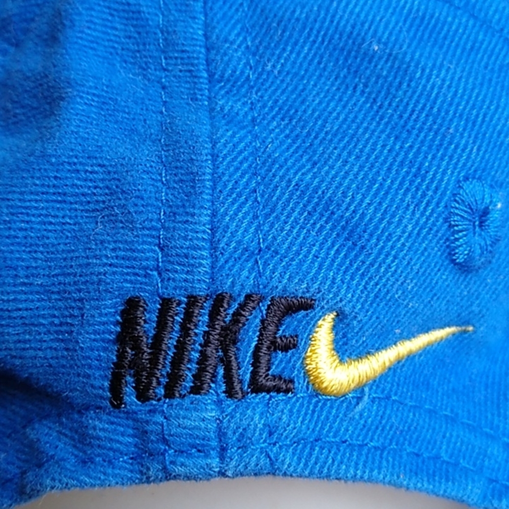 Nike Infant Baseball Cap. Blue with Yellow Swoosh. - Picture 3 of 6